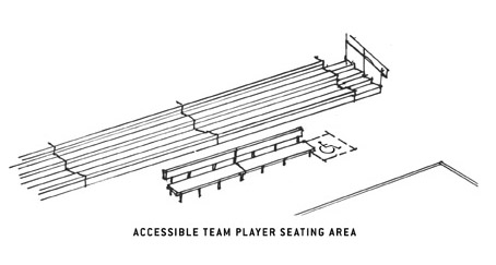 illustration of a team seating area with a wheelchair space