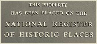 Historic designation plaque: "This property has been placed on the National Register of Historic Places"