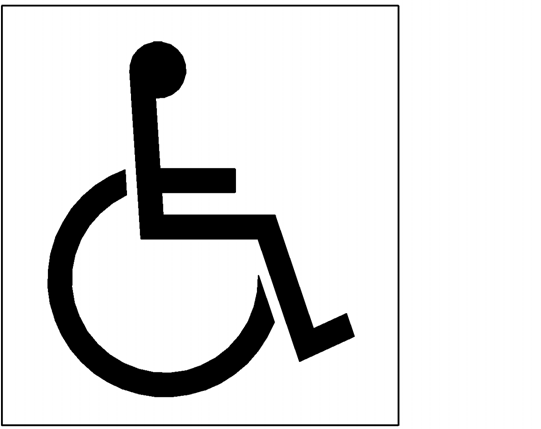 Pictograma que muestra el perfil simplificado de una persona sentada en silla de ruedas.
