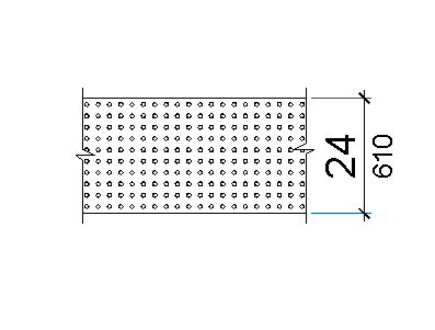 Plan view of a detectable warning surface showing domes aligned in rows, not skewed diagonally.