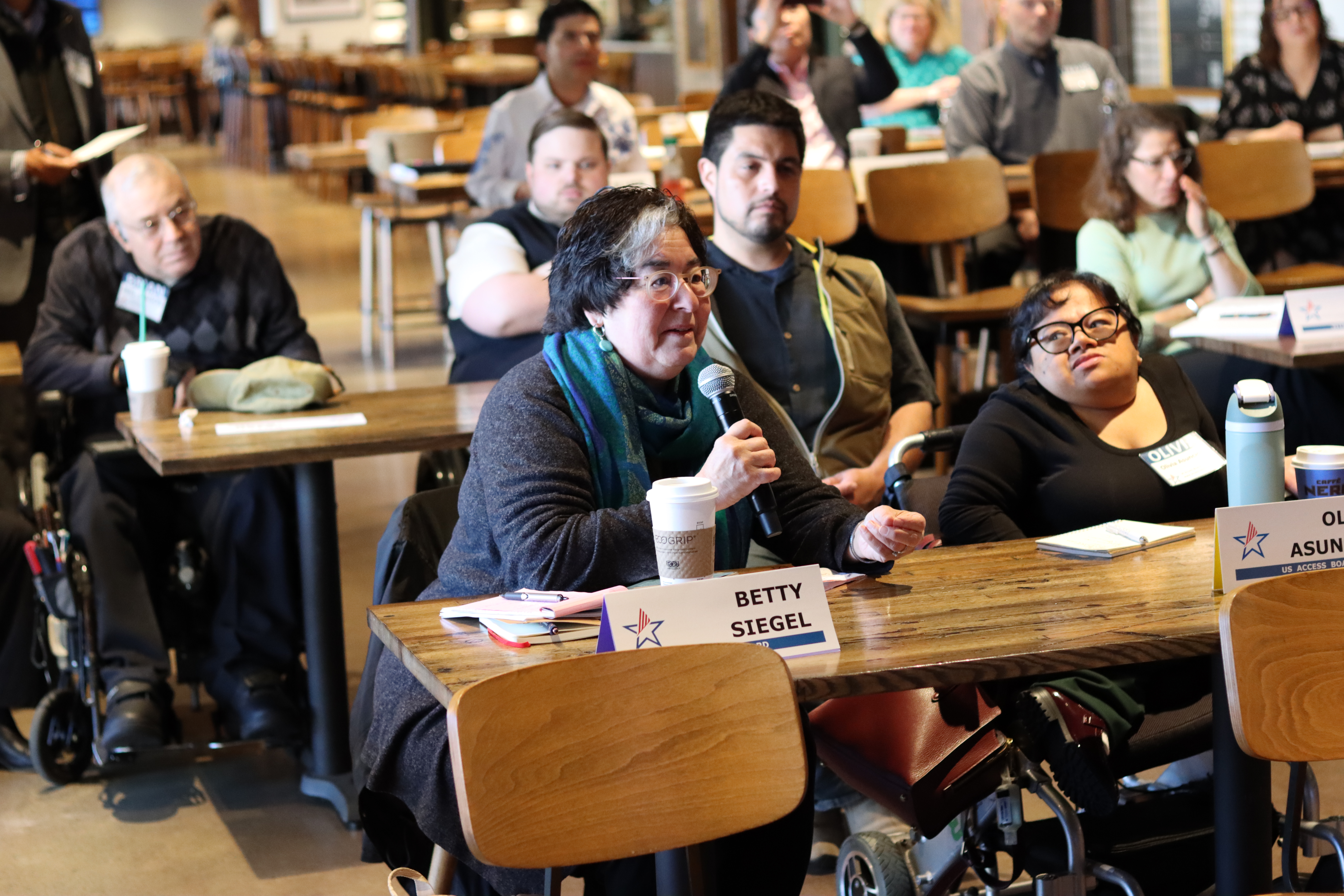 Betty Siegel speaks during a Board meeting.