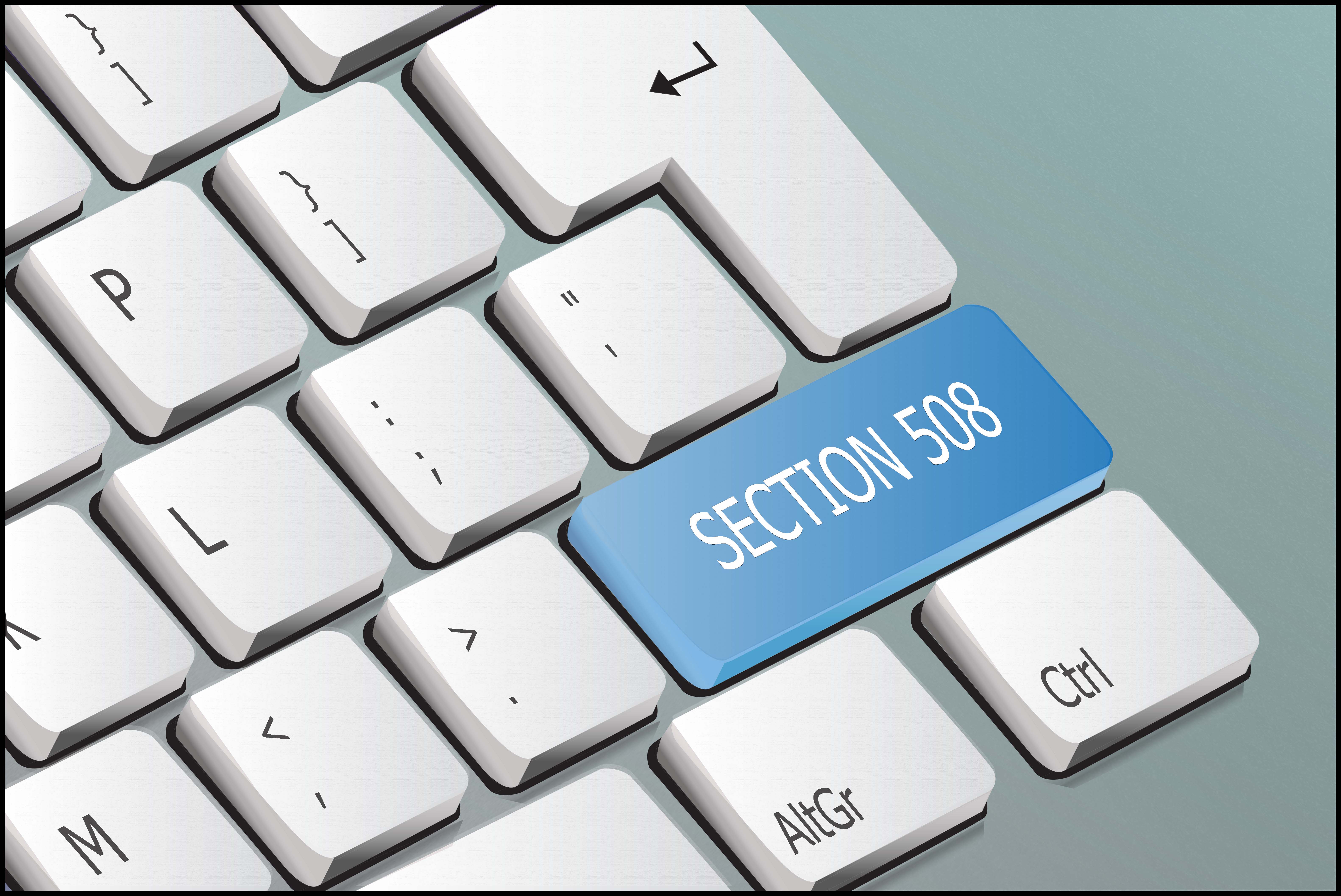 On a computer keyboard, the right shift button is replaced by a button that says: section 508.