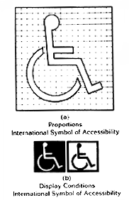 1 large stylized image of an outline of a figure in a wheel chair on a grid background and 2 smaller images of the same figure on black and white backgrounds.  