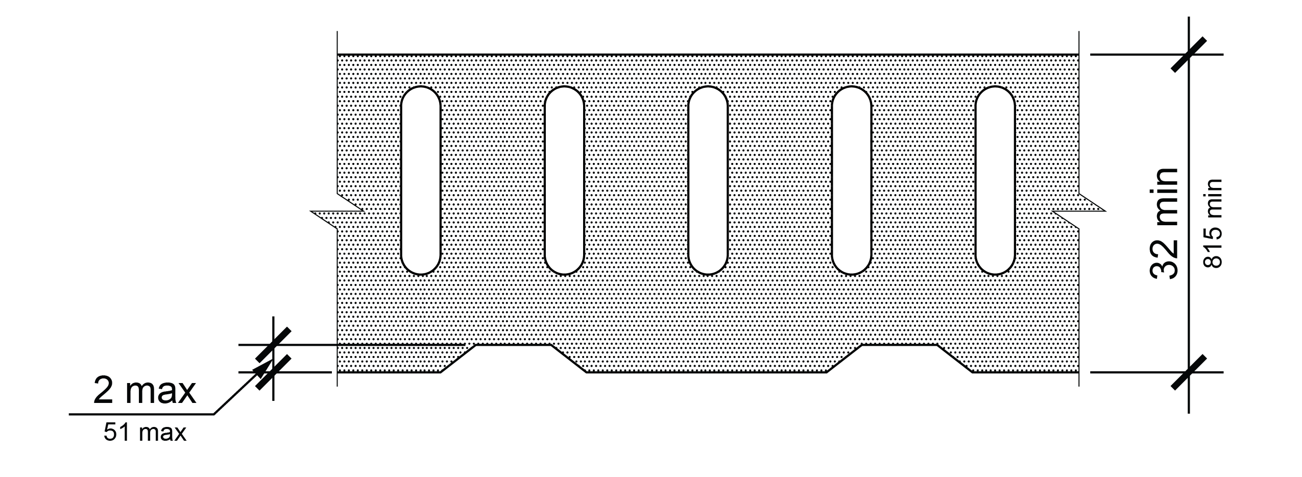 Elevation view of pedestrian longitudinal channelizing device.