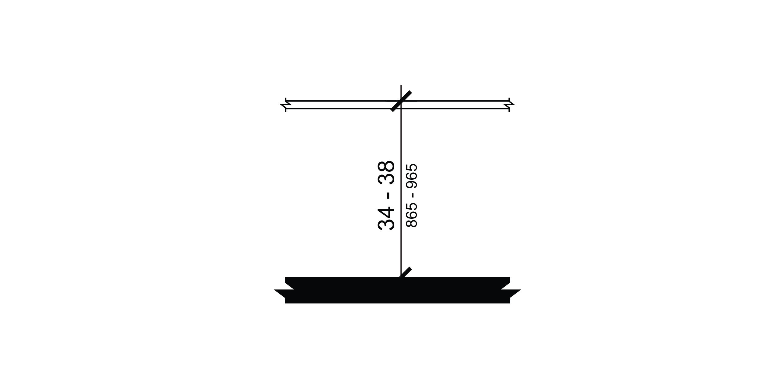 Elevation view of handrail serving walking surface with identified maximum height to top of gripping surface.